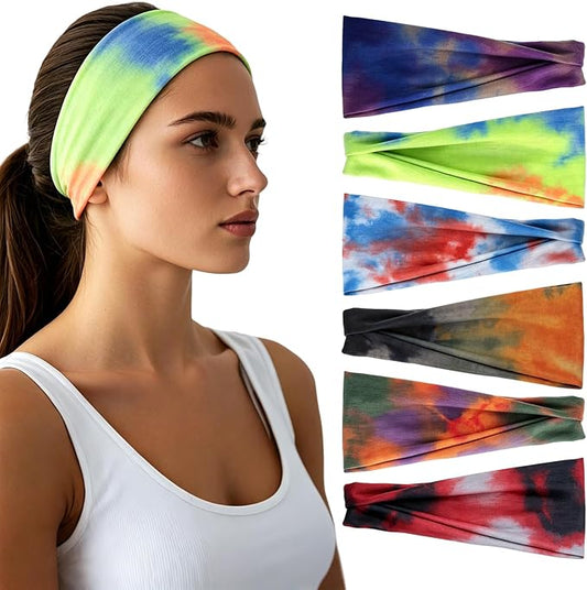Headbands for Women - 6 Pack Wide Elastic Hair Bands | Stretchy Sweatbands Hair Bands | Soft Sports Thin Head Bands | Non-Slip Accessories Bands for Fashion, Washing Face, Workouts, Yoga, Daily Use
