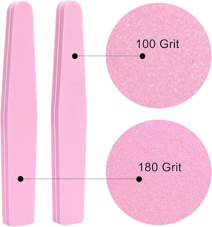 Nail Buffers 20 Pack 100/180 Grit Nail Buffer Block Sponge Buffing Nail File for Acrylic/Natural Nails, Pink