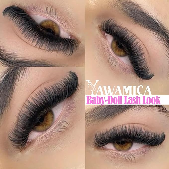 Yawamica 200D Volume Lash Clusters 14mm Eyelash Clusters Fluffy Wispy Cluster Eyelash Extensions D Curl DIY Individual Lashes Extension by Self (14mm Refill Pack)