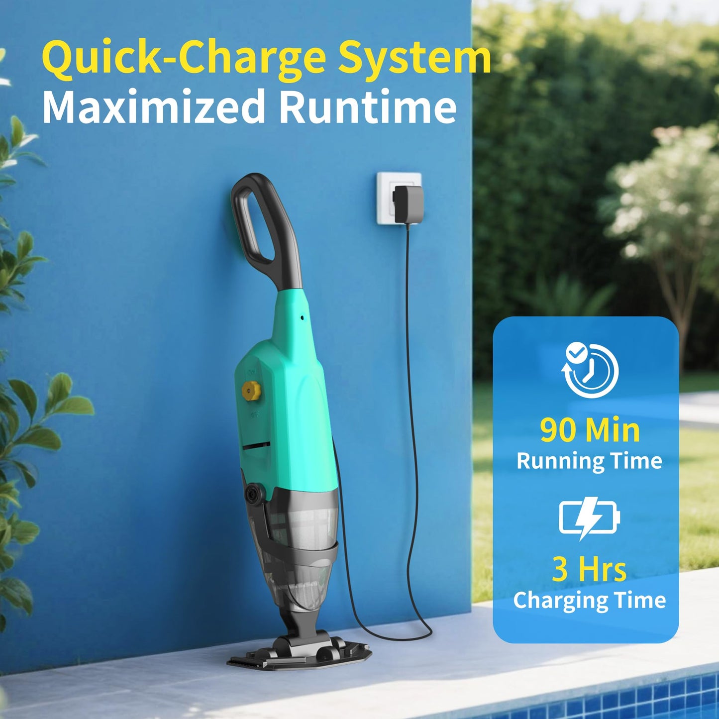 Handheld Pool Vacuum for Above Ground Pools,Cordless Pool Vacuum with Powerful Suction up to 18 gallons/min,Ideal for Leaves and Debris,Pool Vacuum Head for Pools Above Ground and Hot Tubs (Green)