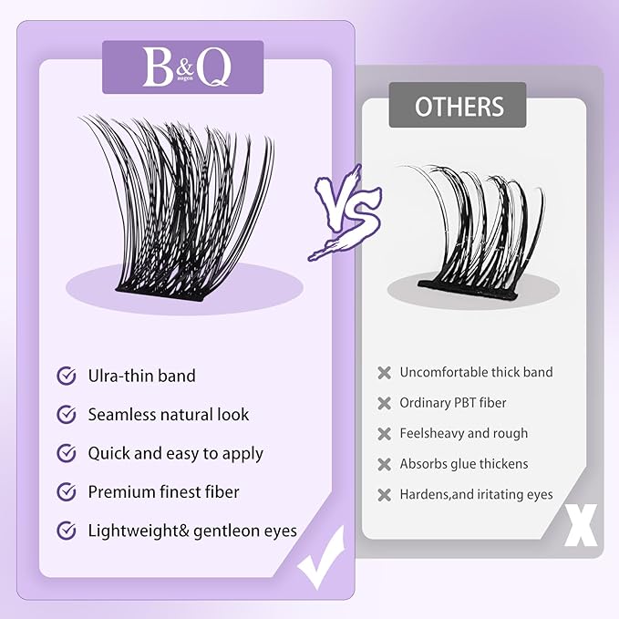 B&Q Wispy Lash Clusters Full B19,Eyelash Clusters 156PCS Comfortable band Cluster Eyelash Extensions,8-18mm Volume Individual Lashes Lightweight D Curl Lash Clusters Soft Eyelashes Natural Look(B19)