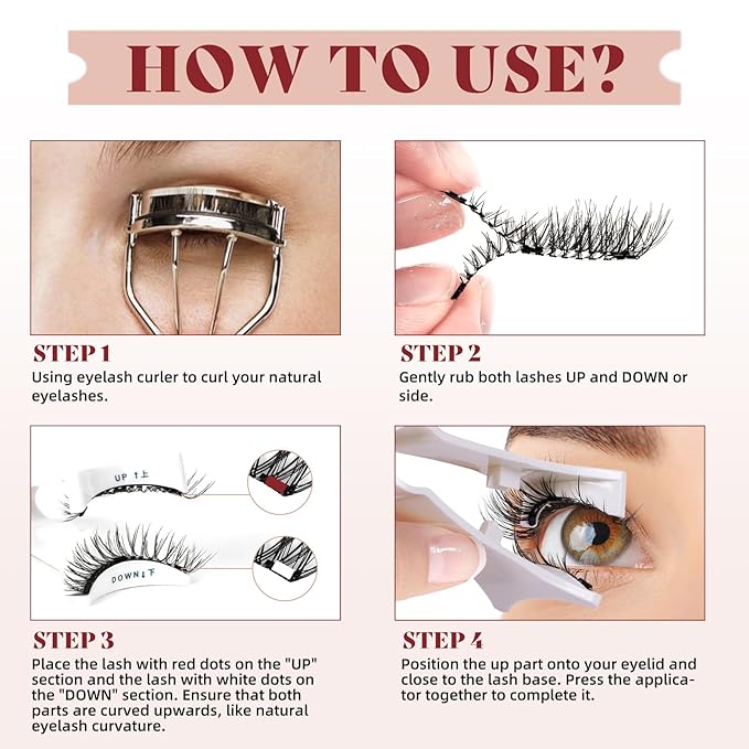 Higu clace Magnetic-Eyelashes 2 Pairs Magnetic Eyelashes with Applicator Soft Eyelashes Magnetic Lashes Natural Look Wispy pestaÃÂ±as magnÃÂ©ticas Without Eyeliner Easy to Wear and Remove(A+C03)