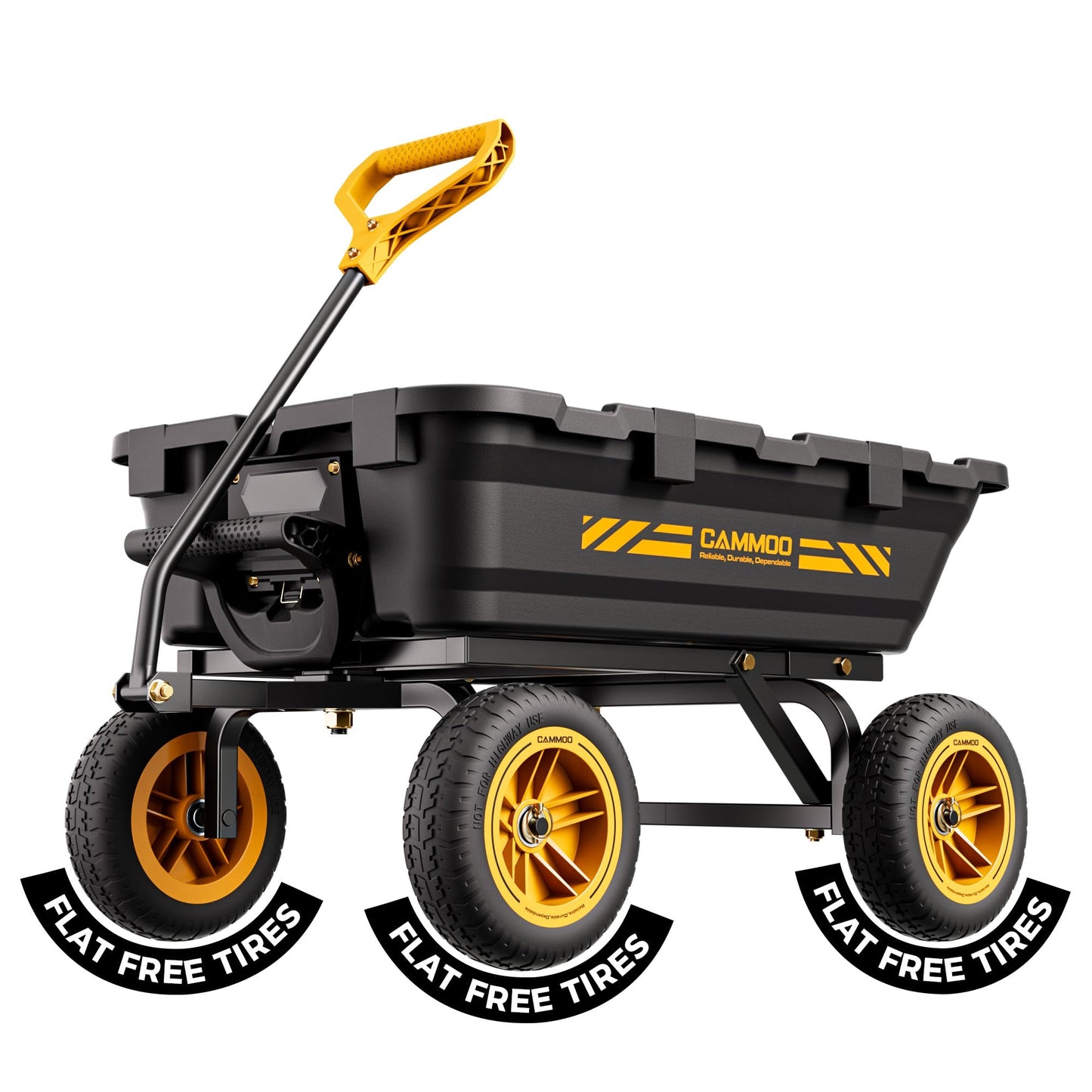 CAMMOO 10in NO-FLAT TIRES 900lb Heavy-Duty Garden Dump Cart DIY Expandable Capacity Over 4 Cu.Ft. Utility Wagon with Quick-Release Dumping & Prime Grade 100% Virgin Polypropylene-Not Recycled Material