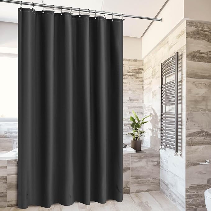 Barossa Design Black Shower Curtain Liner - Premium PEVA Plastic Black Shower Liner for Bathroom, Lightweight Standard Size Bath Curtain with 3 Magnets, Metal Grommets