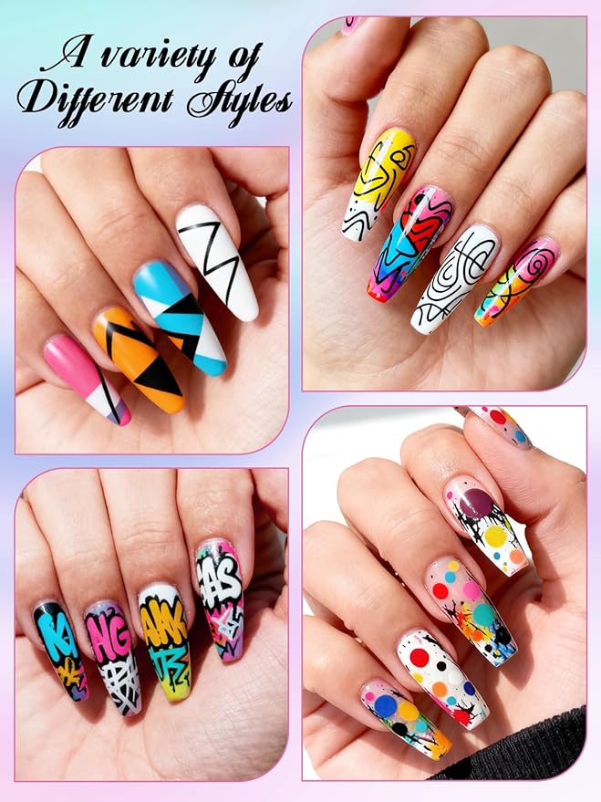 12 Color 0.7MM Nail Art Pens Set, Kalolary 3D Nail Polish Pens Quick Drying Acrylic Paint Nail Art Markers Drawing Painting Liner Brush for Nail Art Design Home & Salon Nails DIY