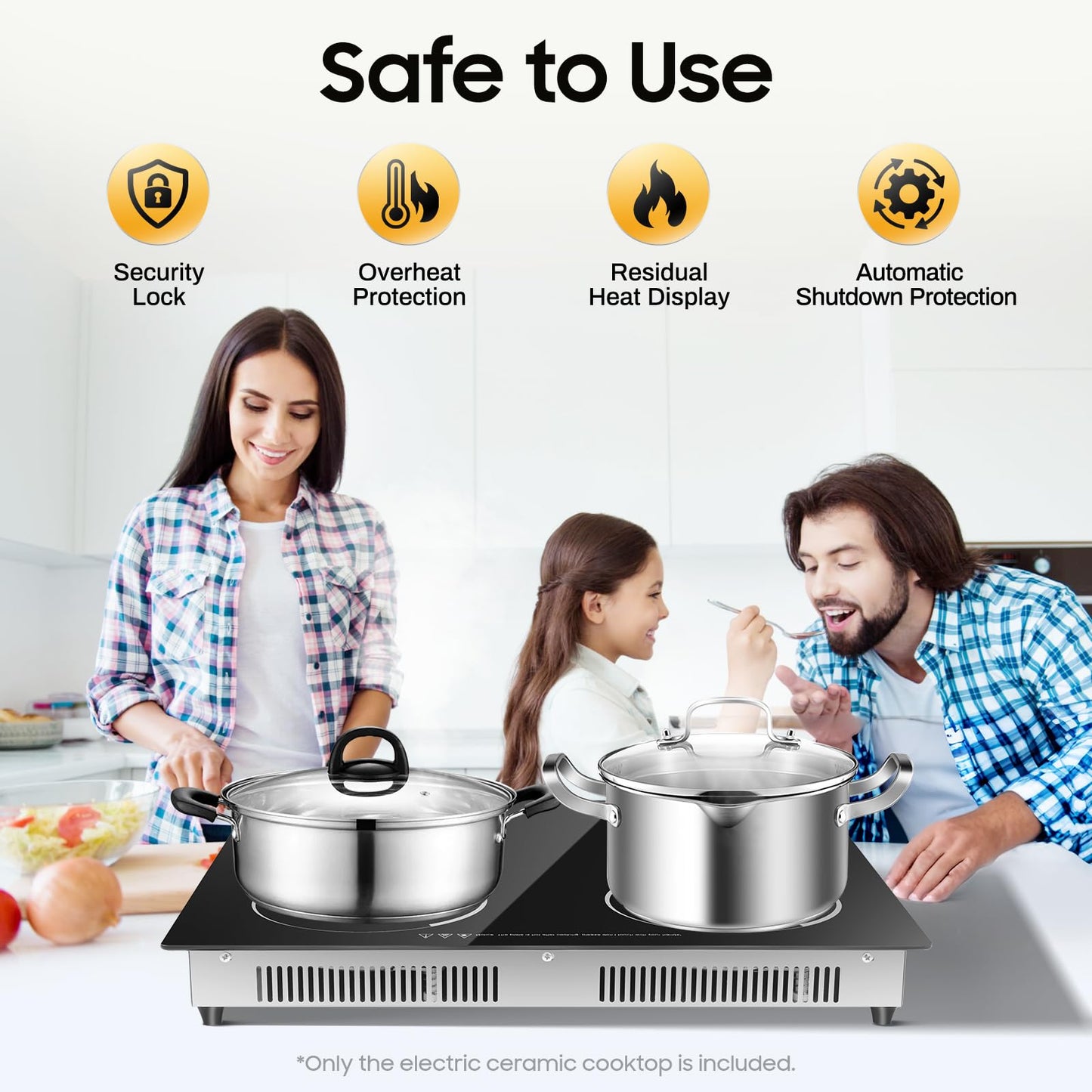 23 Inch Countertop Electric Cooktop 4 Burner,110V Plug in Electric Stovetop