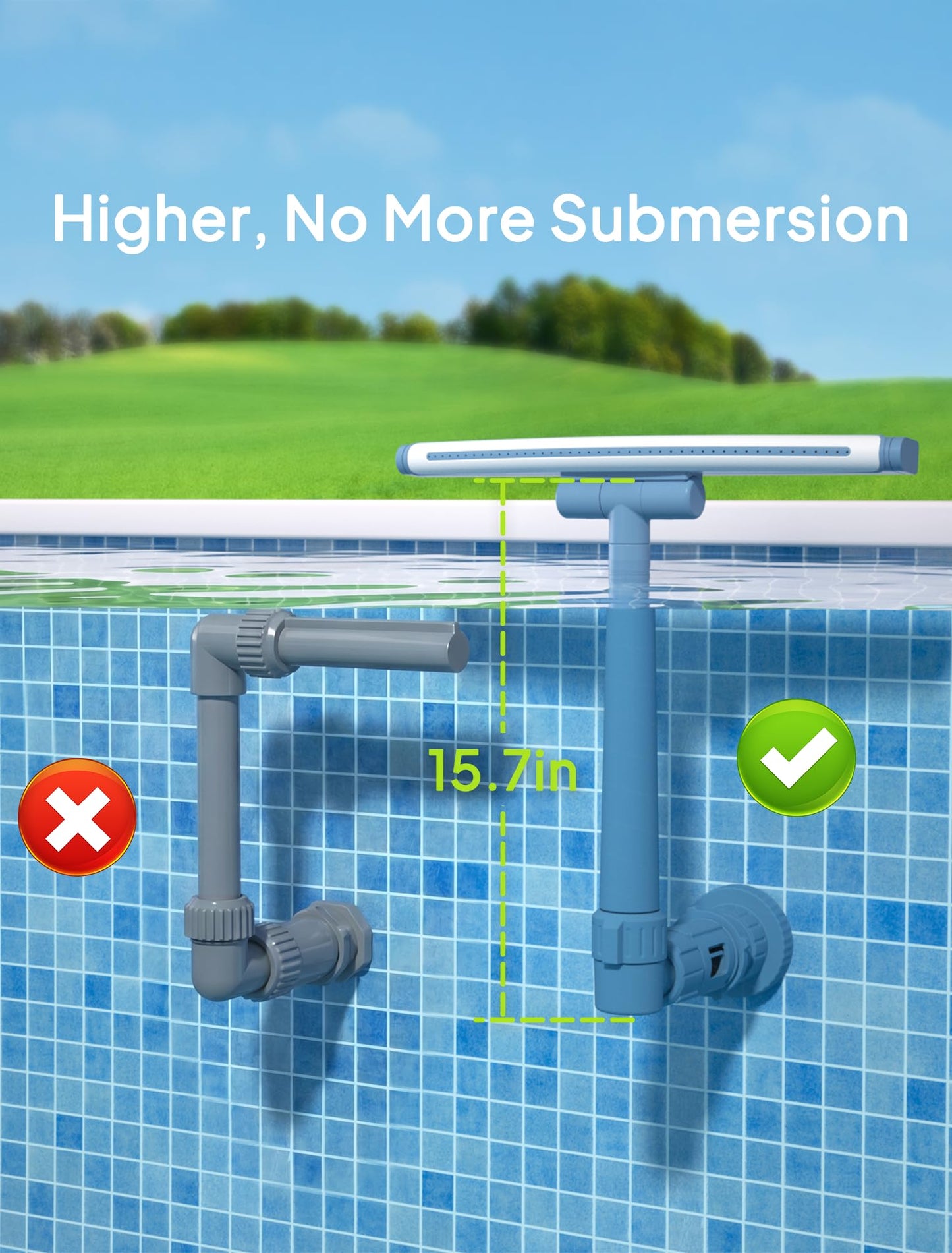 [Patented] POOLHOUR 2026 Upgrade Height Pool Fountain for Above Gound and Inground Pools, Adjustable Pool Sprinkler Fountain, Wide Width Spray Pool Waterfall, Cooling Swimming Pool Accessories