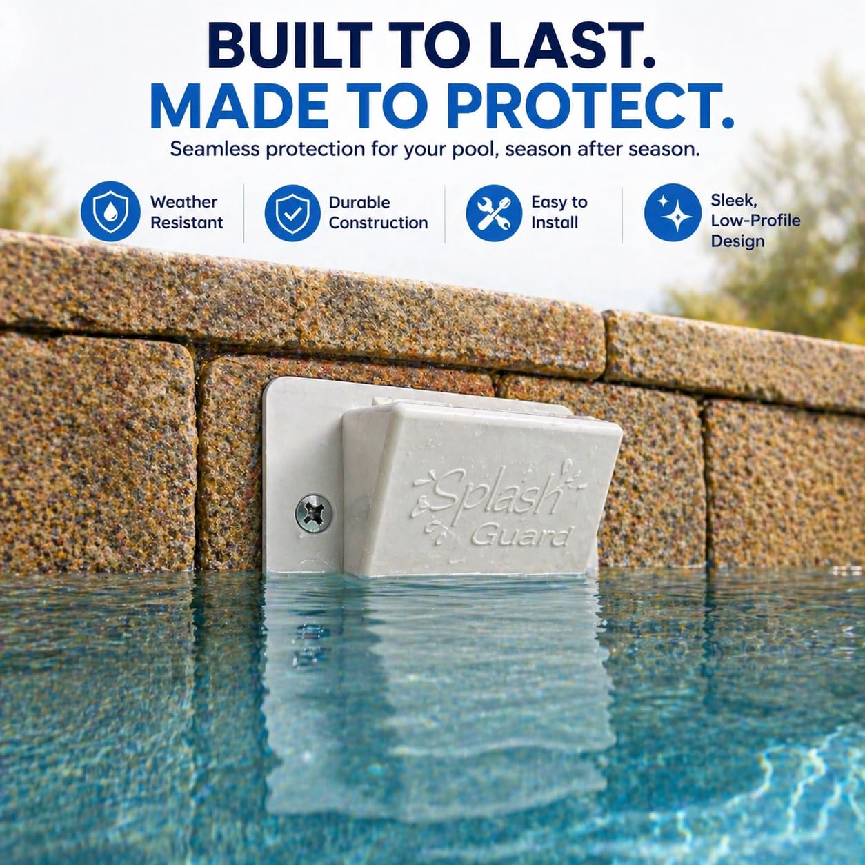 The Skimmie Splash Guard - Reduce Water Loss with Splash Guard for Swimming Pools - Easy to Install and Durable Replacement for Pool Overflow Drain Covers (Gray)