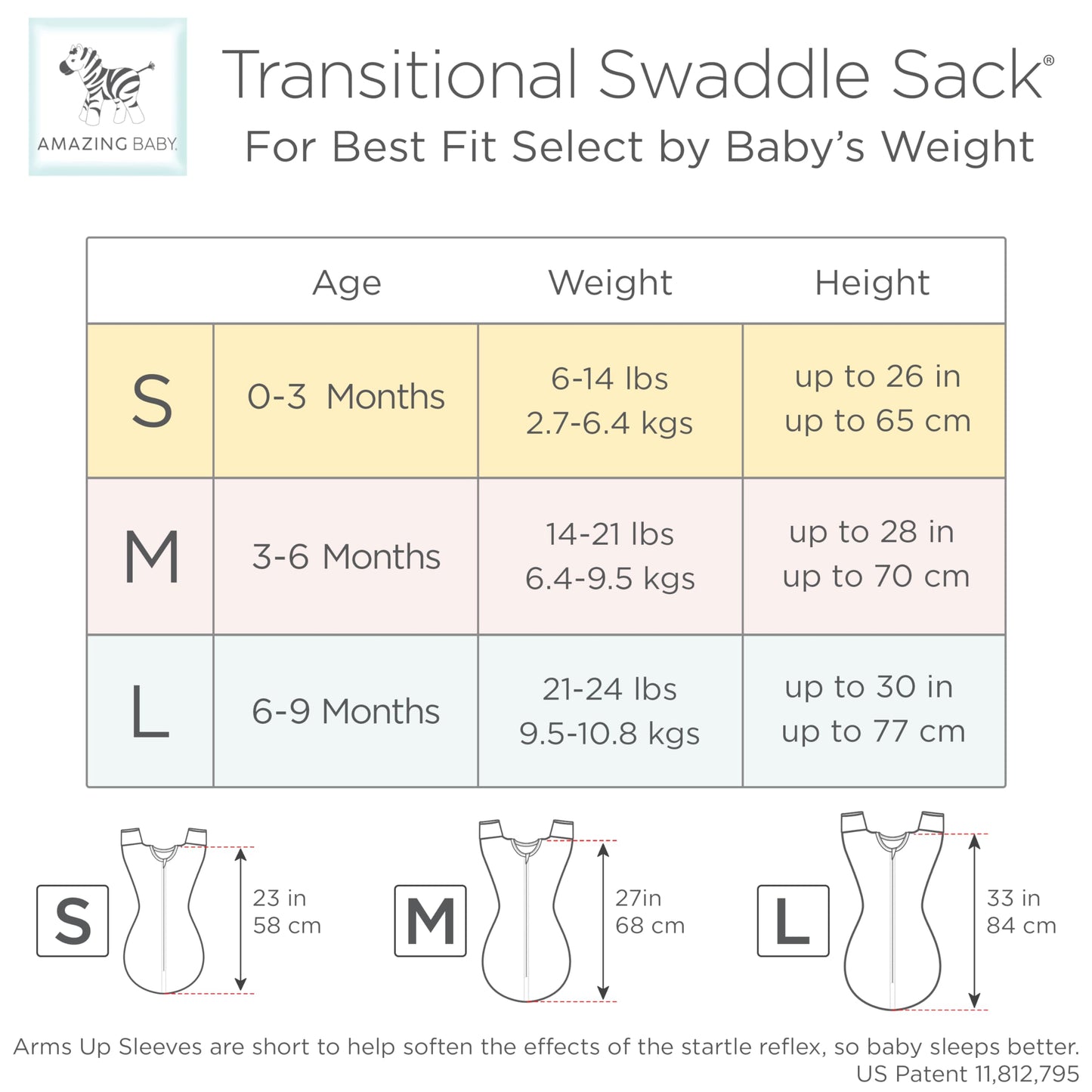 Amazing Baby Transitional Swaddle Sack, Arms Up Half-Length Sleeves & Mitten Cuffs, Swaddle for Newborn Transition to Baby Sleep Sack Wearable Blanket, Medium, 3-6 Month, 14-21 lb, On Safari