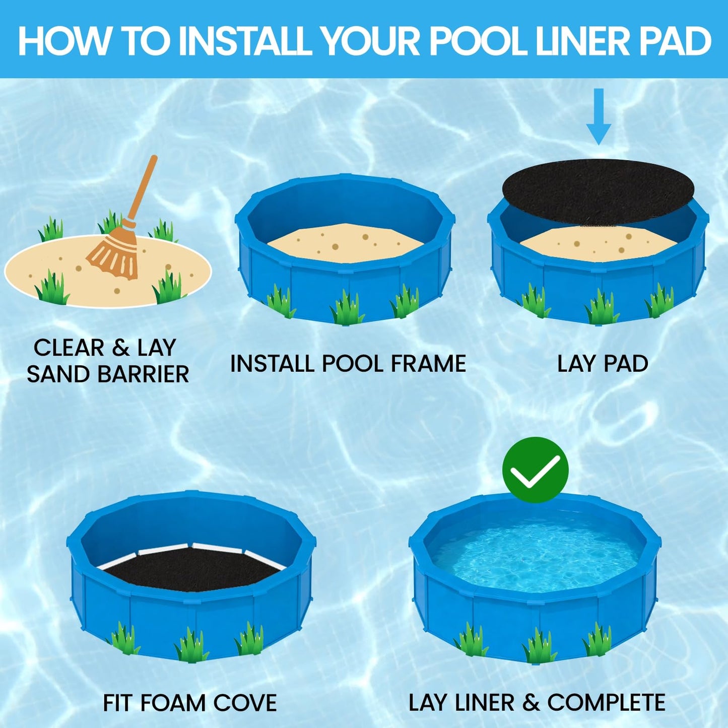 Poolvio 12-Foot Round Above Ground Pool Liner Pad, Geotextile Under Padding, Extends Liner Life, Puncture & Weed Barrier, Eco-Friendly Fabric