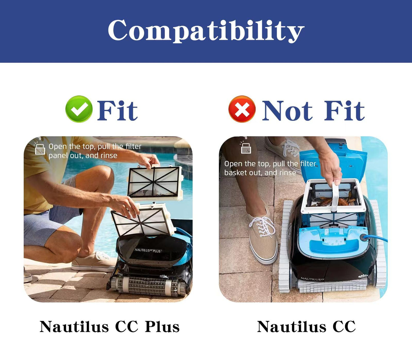 SUNRRA Ultra Fine Filters Compatible with Dolphin Nautilus CC Plus (Not for Nautilus CC), Nautilus CC Supreme, M200/M400/M500, Part # 9991432-R4, Pleated Pool Cleaner Replacement Part, 4 Packs