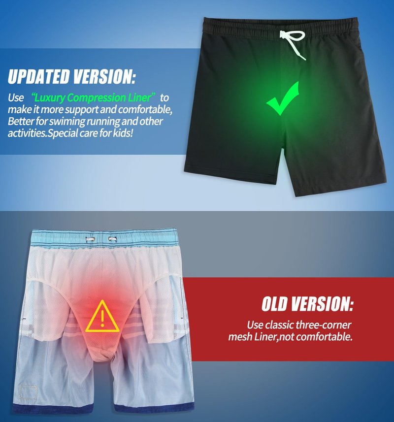 LUCOWEE Boys Bathing Trunks Boxer Brief Lined Anti Chafe Quality Swimming Shorts Swimsuits Stretchy Light Weight Quick Dry UPF 50+ Water to Land Ice Cream Waffle Size 10-12