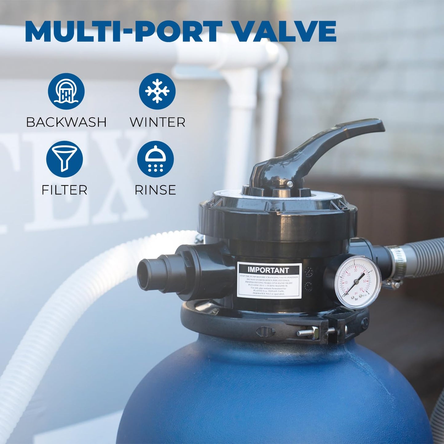 XtremepowerUS 13" Sand Filter 3/4HP Pool Pump 2,400GPH for Above Ground Swimming Pool Multi-Port Valve Up to 10,000 Gallons, 1-1/4"NPT Pool Sand Filter with Enhanced Circulation System