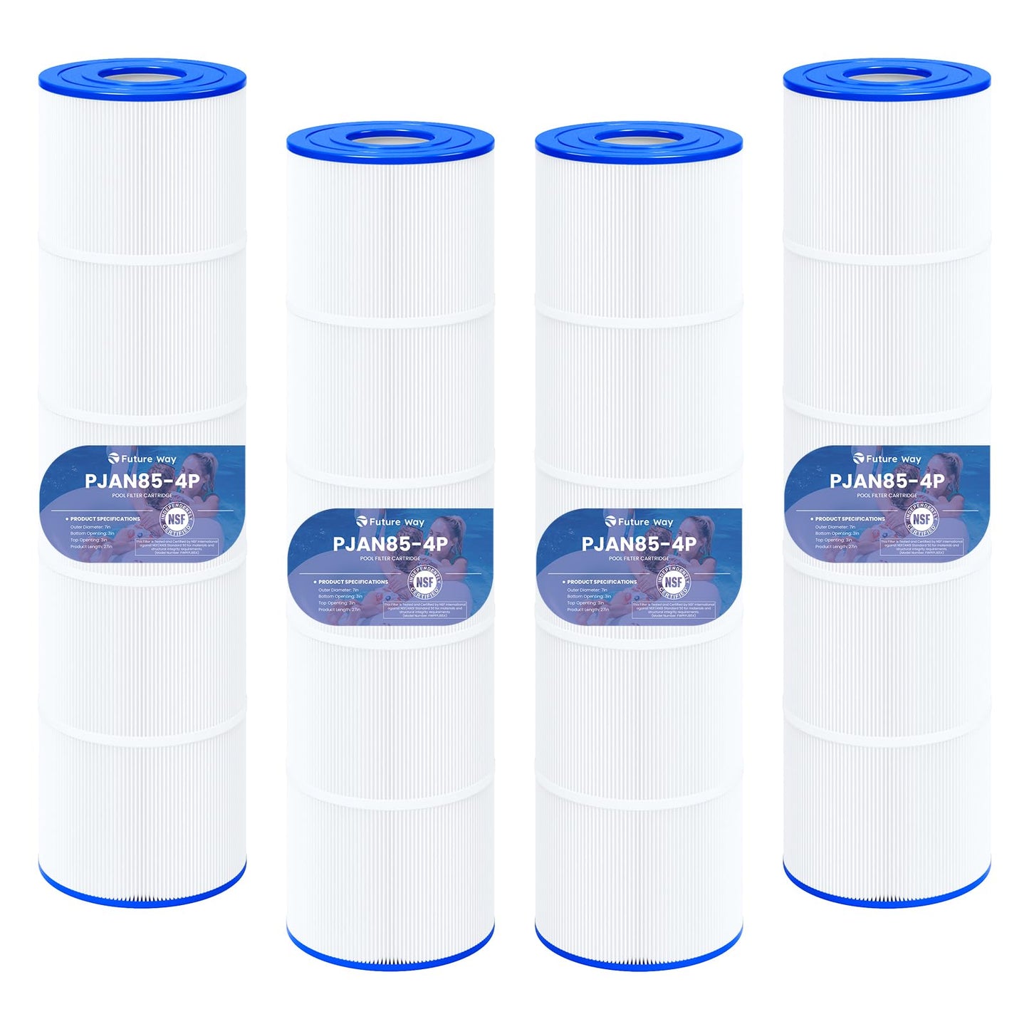 Future Way CV340 Pool Filter Cartridges Replacement for Jandy CL340, CV340, Replace Pleatco PJAN85, Jandy R0554500, Unicel C-7459, Filbur FC-6405, 4x85 sq. ft (4 Pack)