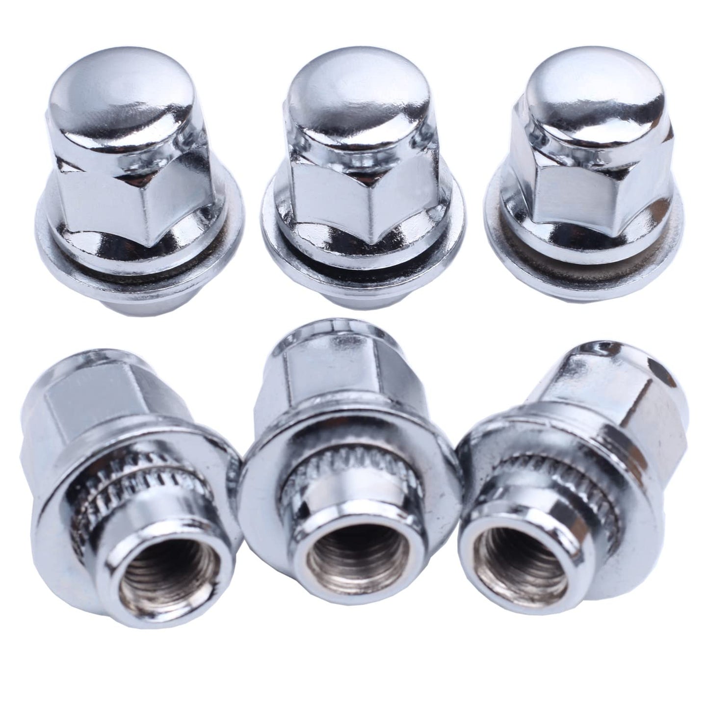 M12x1.5 Lug Nuts with Mag Flat Seat 24 pcs 13/16" 21mm Hex 1.46x1.18 Chrome Wheel Lug Nut Compatible with Tacoma 4Runner FJ Cruiser Corolla