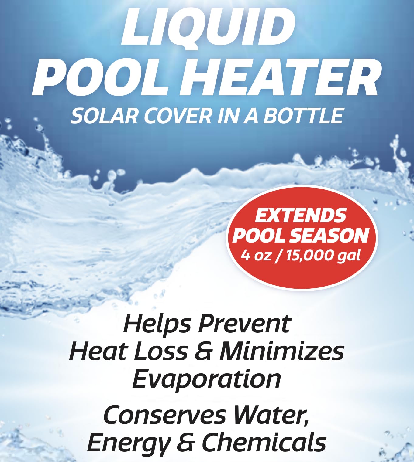 SpaChoice 1-Quart Premium Liquid Pool Heater Solar Cover In a Bottle, Liquid Solar Blanket for Pool, Made in USA
