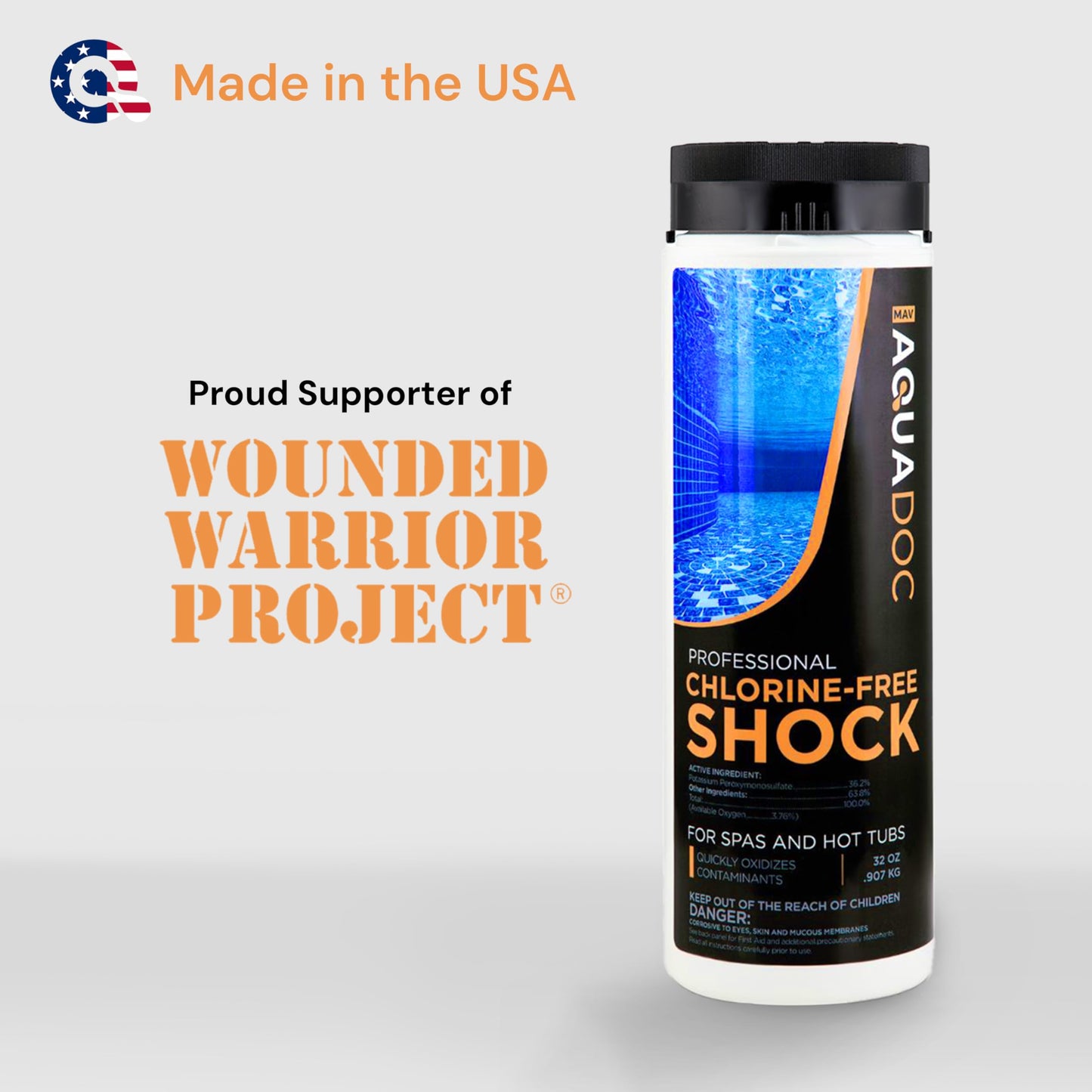 AquaDoc Non Chlorine Hot Tub Shock - 32oz - Enhanced Spa Shock to Assist Bromine and Chlorine - Spa Oxidizer Made in USA
