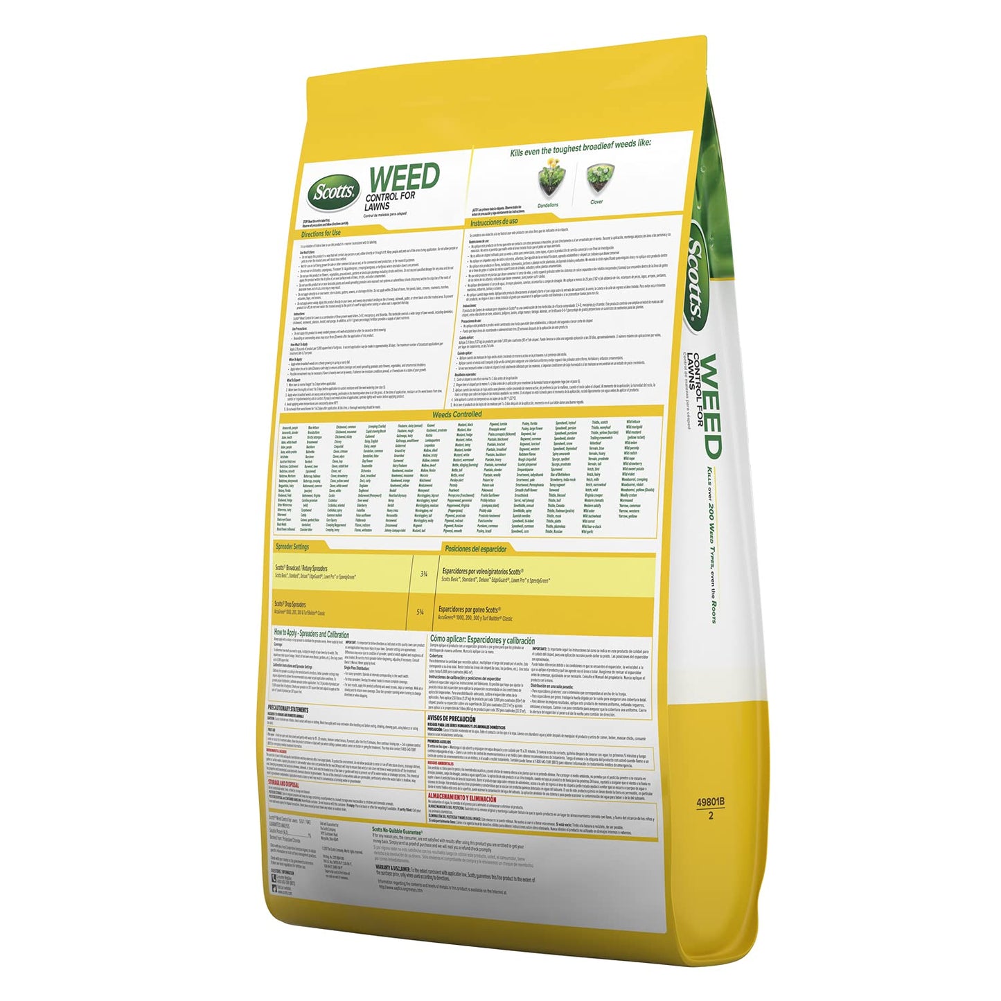 Scotts Weed Control for Lawns, Weed Killer, Kills Over 200 Weed Types Including Dandelion and Clover, 5,000 sq. ft, 14 lbs, Yellow