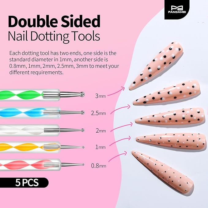 FANDAMEI Nail Art Brushes, Nail Brush Set With Nail Stand, Nail Holder For Painting Nails, Nail Art Tools, Nail Design Tools, 11PCS Nail Brushes For Nail Art, Nail Dotting Tool, Nail Art Palette, Pink