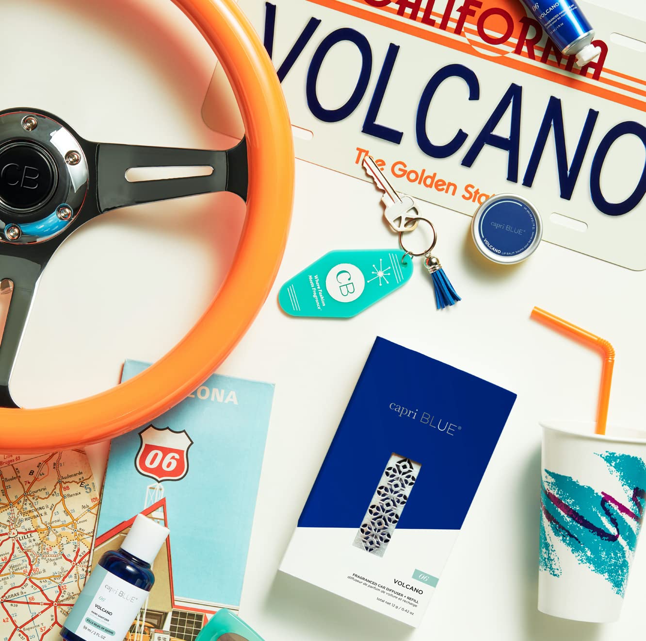 Capri Blue Volcano Fragranced Car Diffuser with Refills - Volcano Car Air Freshener Diffuser - Includes Tropical Fruit Scented Refills
