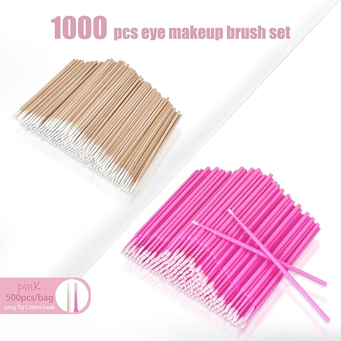 1000 Pcs Micro Applicator Brushes & Microblading Cotton Swabs - Precision Beauty Supplies for Eyelash Extensions, Permanent Makeup, Brow Lamination, Lash Serum Applications