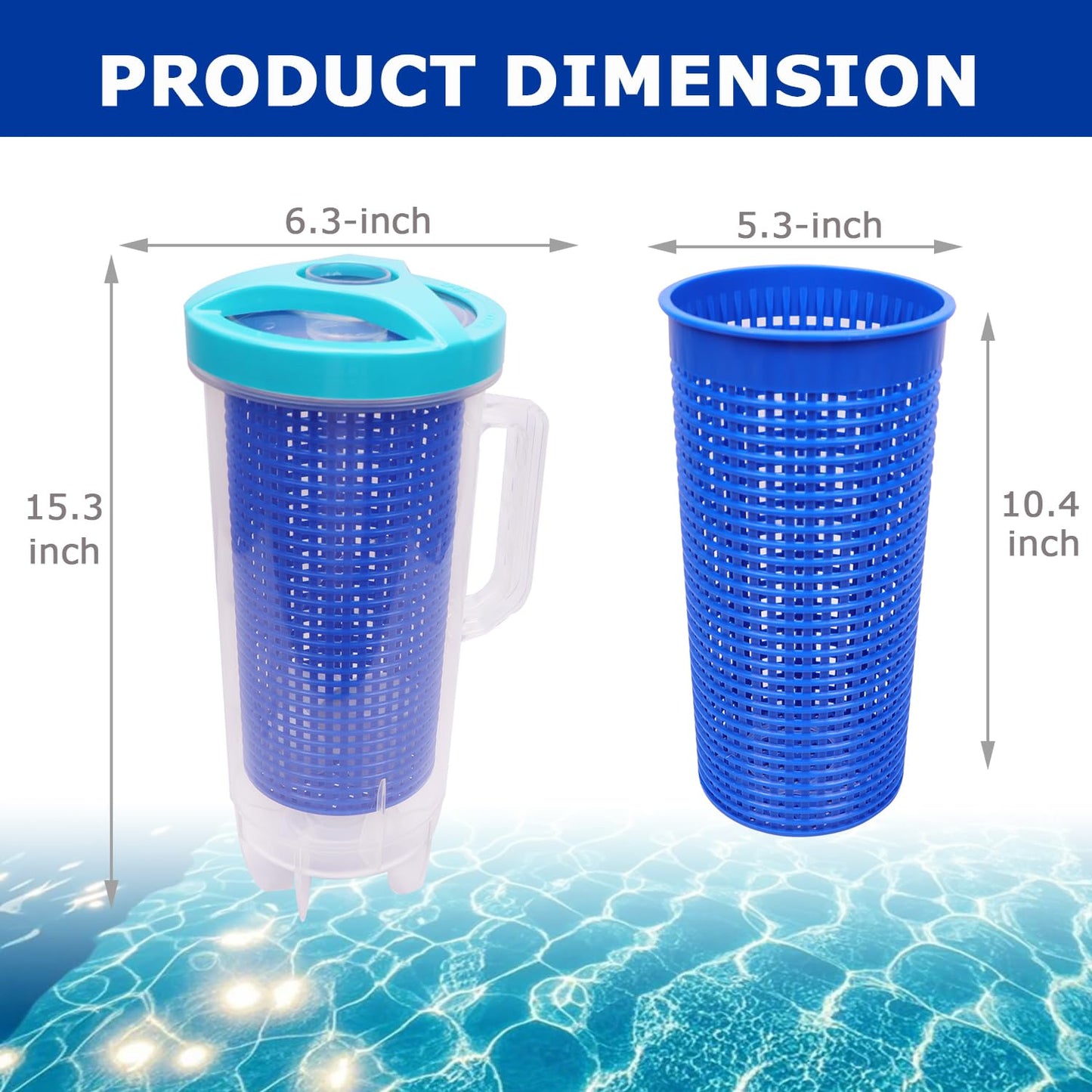 Wuples Pool Leaf Catcher,Large Inline Pool Leaf Canister for Pool Vacuum with 6 Skimmer Socks & Basket,Compatible with Hayward Pentair Pool Cleaners,Inground Pool Leaf Trap Debris Catcher Replacement