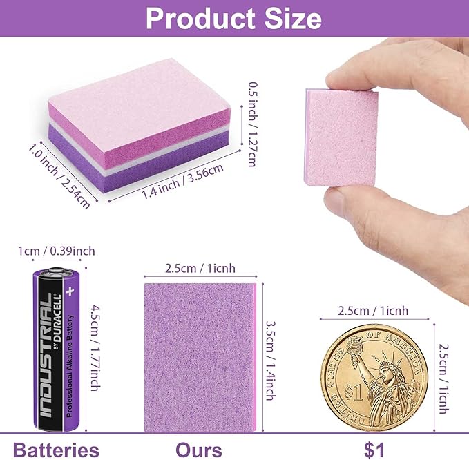 CGBE Nail Buffer (50 Pack), Buffer Block Nail File 100/180 Grit, Mini Nail Buffers Block Sponge Double Sided Nail File for Acrylic Nails Manicure Tools (Pink-Purple)