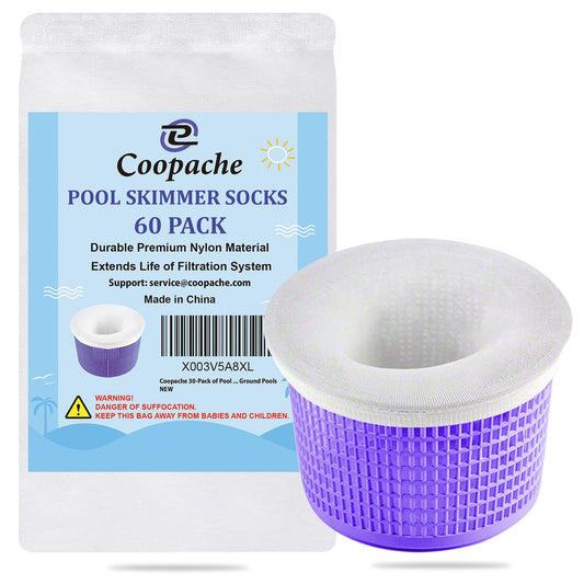 Coopache 60-Pack of Pool Skimmer Socks - Filters Baskets, Skimmers Cleans Debris and Leaves for In-Ground and Above Ground Pools