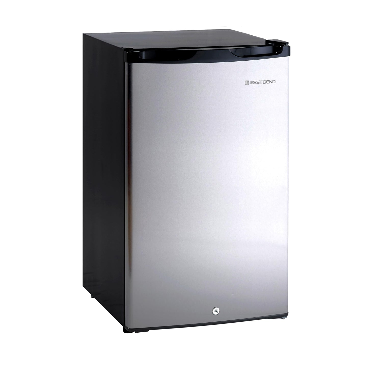 West Bend Mini Fridge Compact Refrigerator for Home Office or Dorm, Auto Defrost with Reversible Door, Energy Star Rated, 4.4-Cu.Ft., Stainless Steel