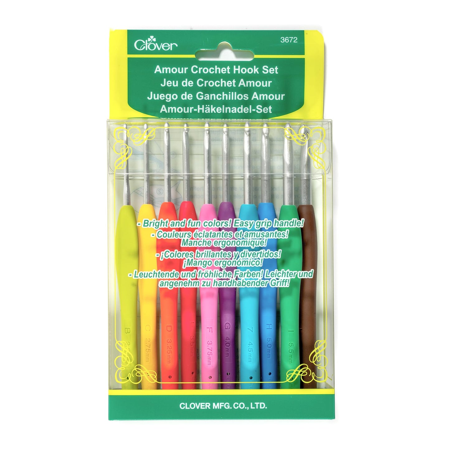 Clover 3672 Amour Crochet Hook Set, 10 sizes