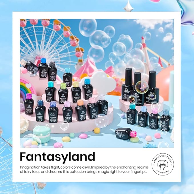 Beetles Gel Nail Polish Set- 23Pcs Color Gel Polish with Base Gel Top Coat Bright Colors, Gel Polish Kit Blue Pink Purple Orange Green Glitter Soak Off Uv Led Trendy Rainbow Nail Art