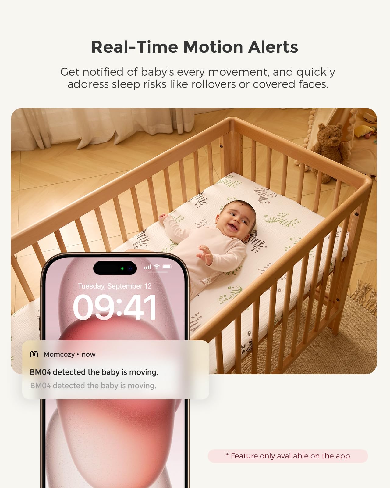 Momcozy BM04 Smart WiFi Baby Monitor with 2 Cameras, 5" 1080P Split Screen Video Baby Monitor with Camera and Audio, Motion Detection, Electric Fence, Clear Night Vision, 2-Way Audio, 5000mAh Battery