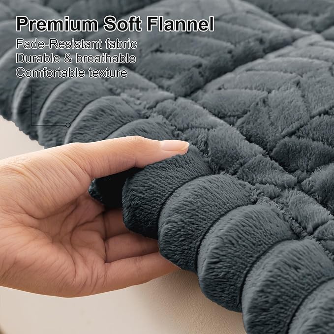 Smiry Non Slip Couch Covers for Dogs, Fuzzy Pet Couch Covers for 3 Cushion Sofa Pet Friendly, Soft Sofa Slipcovers Cushion Furniture Protector Washable (Dark Grey, 27.6" x 82.7")