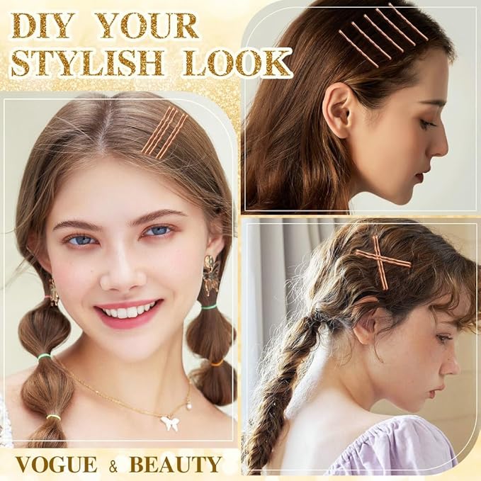 330 PCS Rose Gold Bobby Pins for Women Girls, YINGFENG 2.2 Inch Long Super Grip Blonde Hair Pins with Box, Reusable Non Slip Hair Pins, For Buns, Thick Hair Thin Hair And All Hair Types