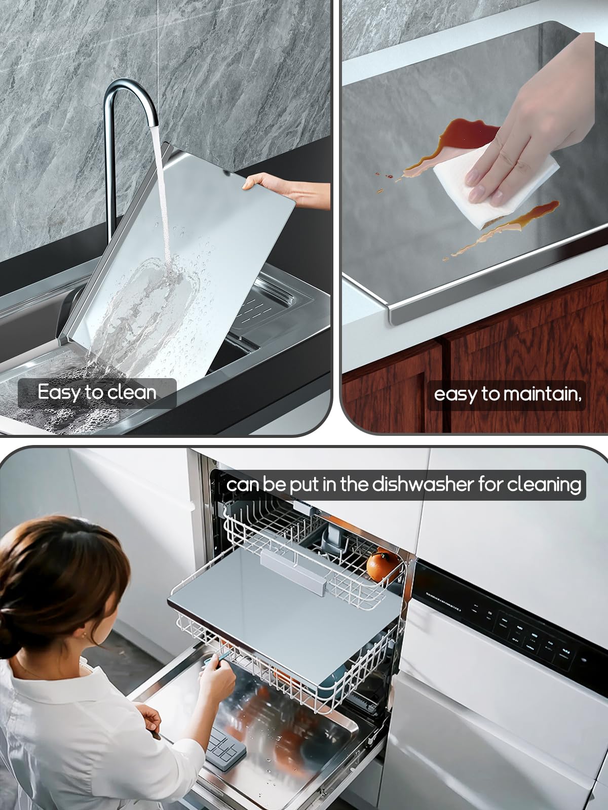 TaiSENtric Titanium Cutting Boards for Kitchen，Titanium Cutting Board Large， Dishwasher Safety, Easy to Clean, Cutting Boards Non Toxic, Non Slip&Low Noise Chopping Board(19.6 * 15.3)