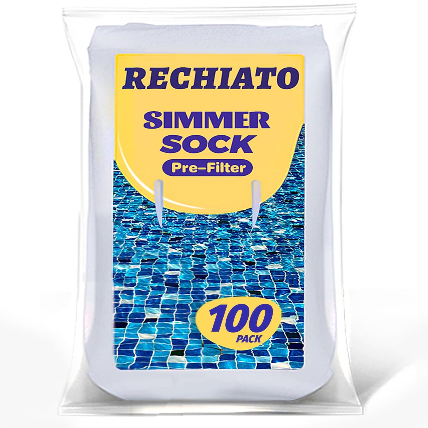 RECHIATO 100 Pack Pool Skimmer Socks for Pool Filters, Filters Baskets and Skimmers to Filter Debris and Leaves, Protact Filter System of Inground and Above Ground Pools
