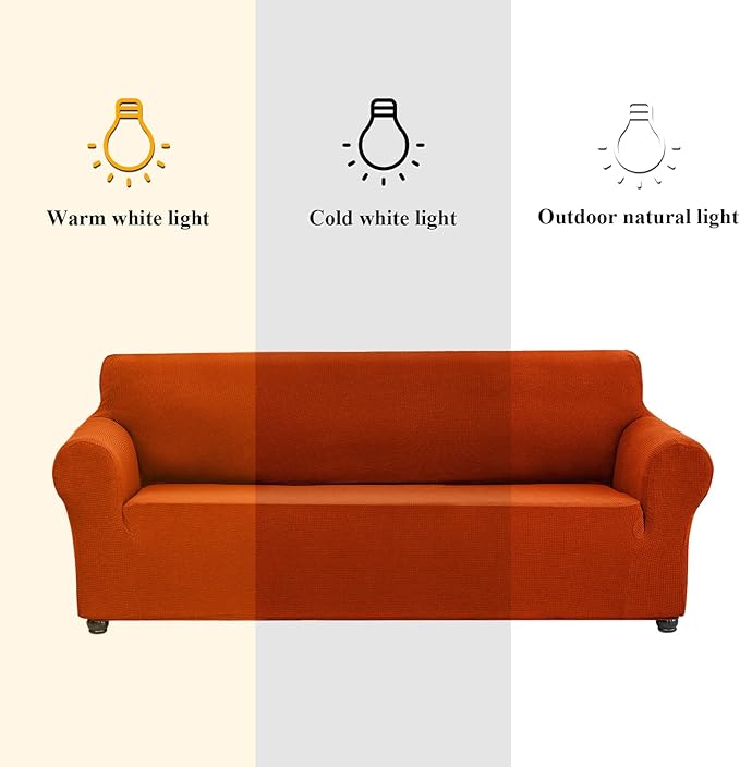 Joccun Stretch Couch Cover Slipcovers, 1-Piece Sofa Covers for 3 Cushion Couch Spandex Jacquard Washable Furniture Protector Cover for Living Room,Kids,Pets(Sofa,Pureed Pumpkin)