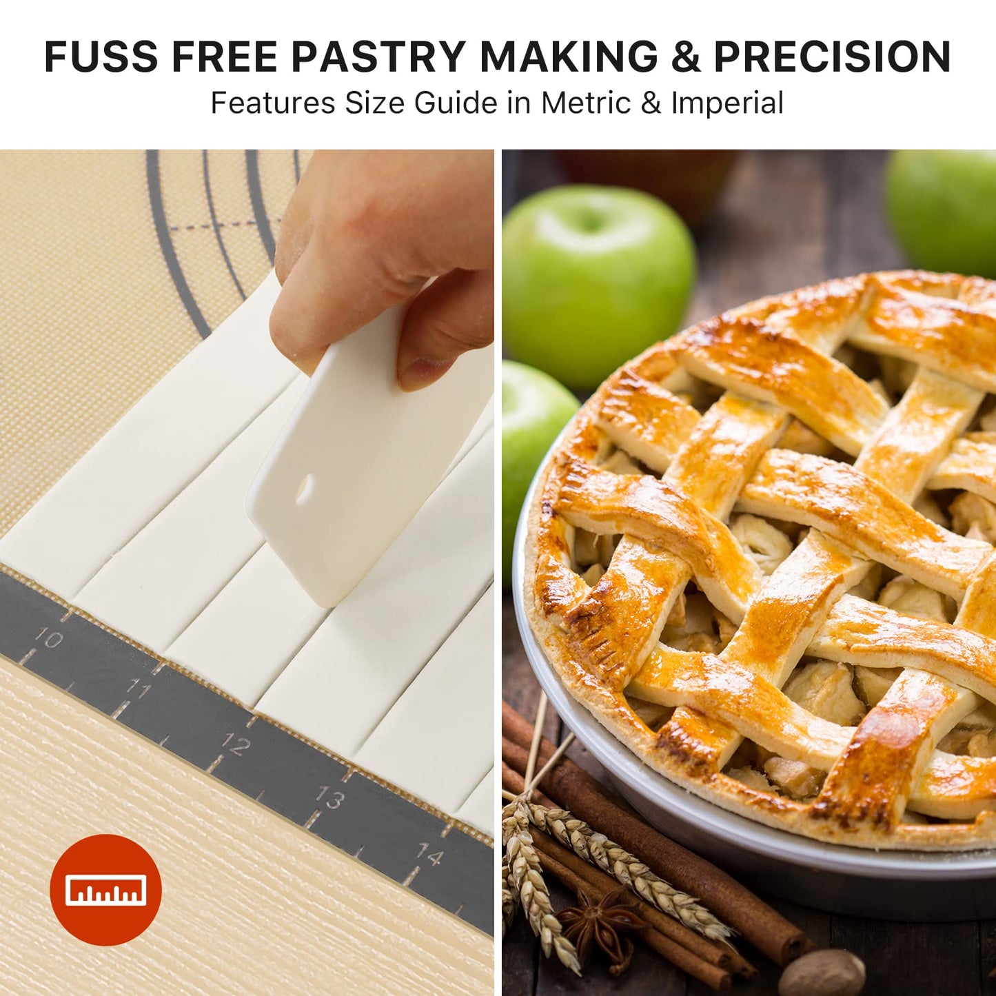 Baking Mat, 28" x 20" Large Silicone Non-slip Baking Pastry Mat with Measurement, Non Stick Silicone Mats for Kitchen Counter, Fondant Mat, Counter Mat, Dough Rolling Mat, Oven Liner, Pie Crust Mat