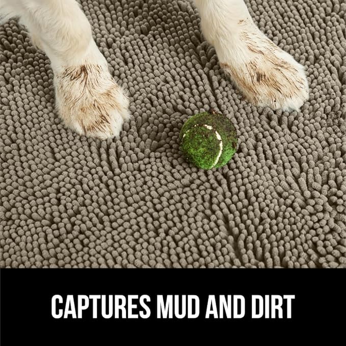 GORILLA GRIP SoakSTOPPER Dog Door Mat, 36x24 Machine Washable Rug Absorbent Doormat Captures Moisture Mud Dirt, Quick Dry Soft Chenille Entryway Rugs Indoor Entrance Mats for Dog Paws, Cappuccino