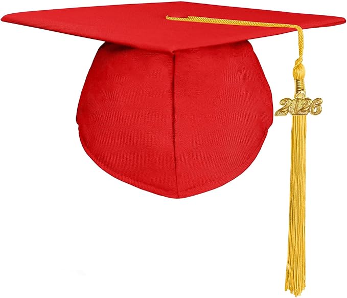 GradPlaza Matte Graduation Cap 2025 and 2026 Tassel Adult Graduation hat for High School College