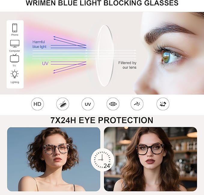 Blue Light Blocking Glasses for Women, Bluelight Glasses Womens Relieve UV Glare Eye Fatigue for Work Reading