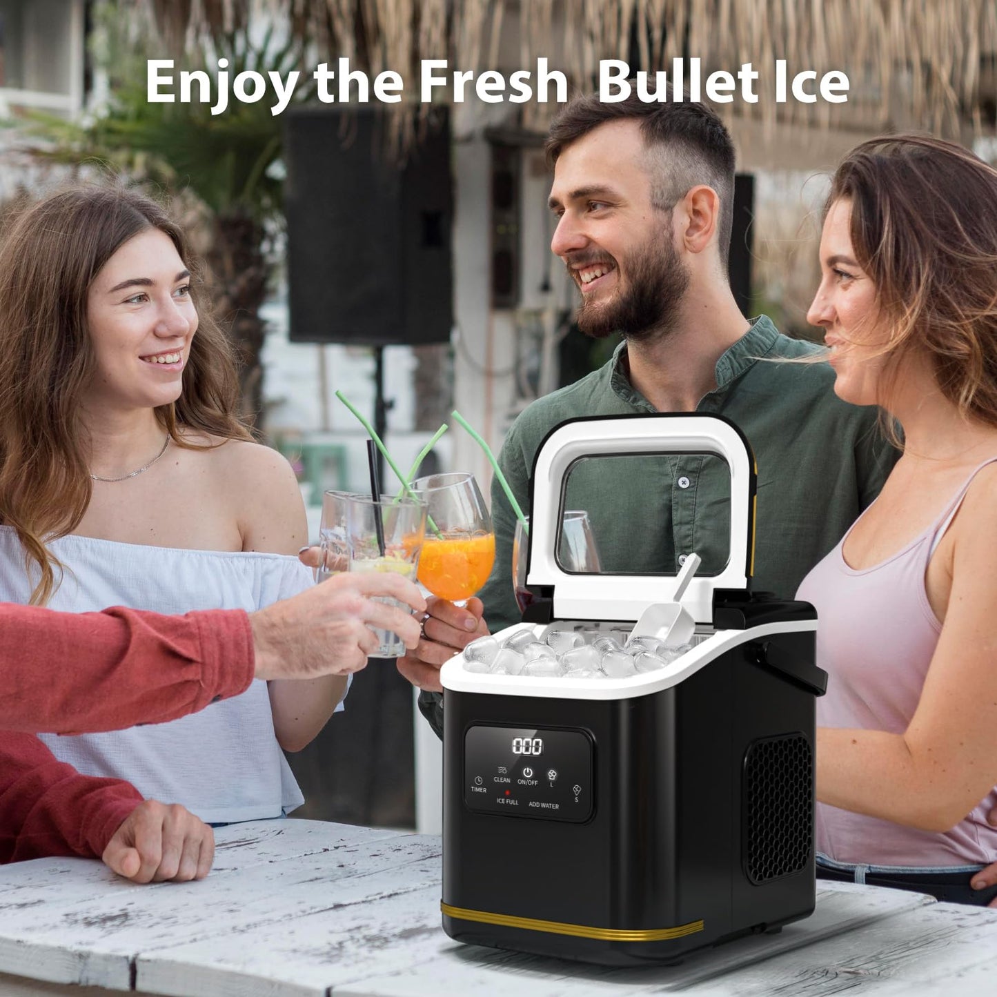 Electactic Ice Maker Machine countertop Self Cleaning Portable Compact Small Bullet Ice Maker with Digital Screen, 9 Cubes in 6 Mins,26lbs in 24Hrs, for Camping Dorm Home Outdoor