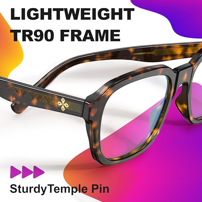 VISOONE Oversized Square Blue Light Blocking Glasses Fashion Computer Eyewear for Women and Men BENNETT