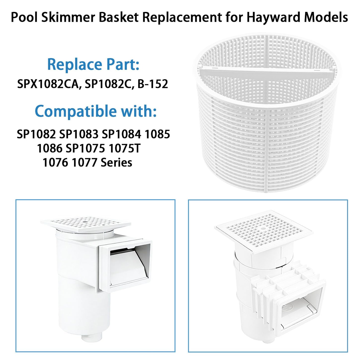 LRWZOV Pool Skimmer Basket Replacement for Hayward SPX1082CA & Aladdin B-152 Swimming Pool Skimmer Models SP1082 SP1083 SP1084 1085 1086 SP1075 1075T 1076 1077 Skimmers Basket (Blue)