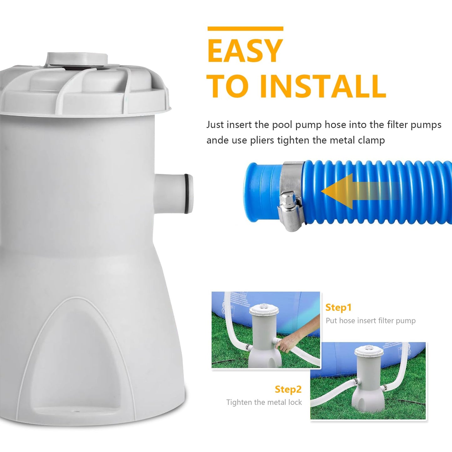 1-1/4-Inch Replacement Pool Hoses for Intex Coleman Bestways Above Ground Pools,1.25" Diameter Pool Hose Compatible with Intex Pump Models #607/#637 (Blue- 2 Pack)