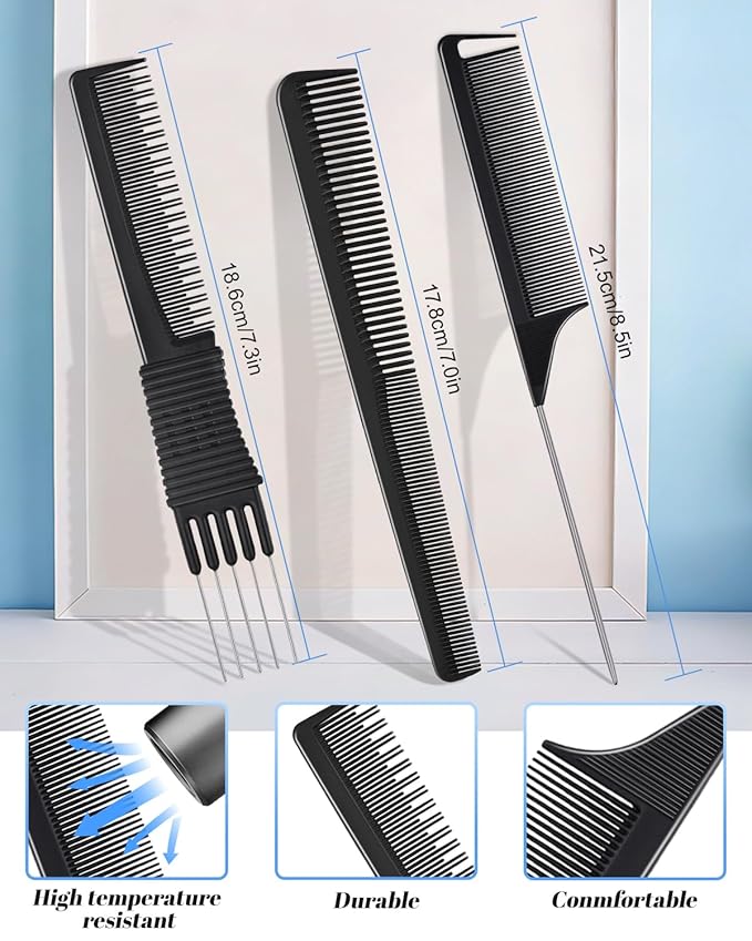 50Pcs Metal Hair Styling Clips, IKOCO No Crease Double Prong Hair Clips with 3 Parting Comb for Styling and Coloring