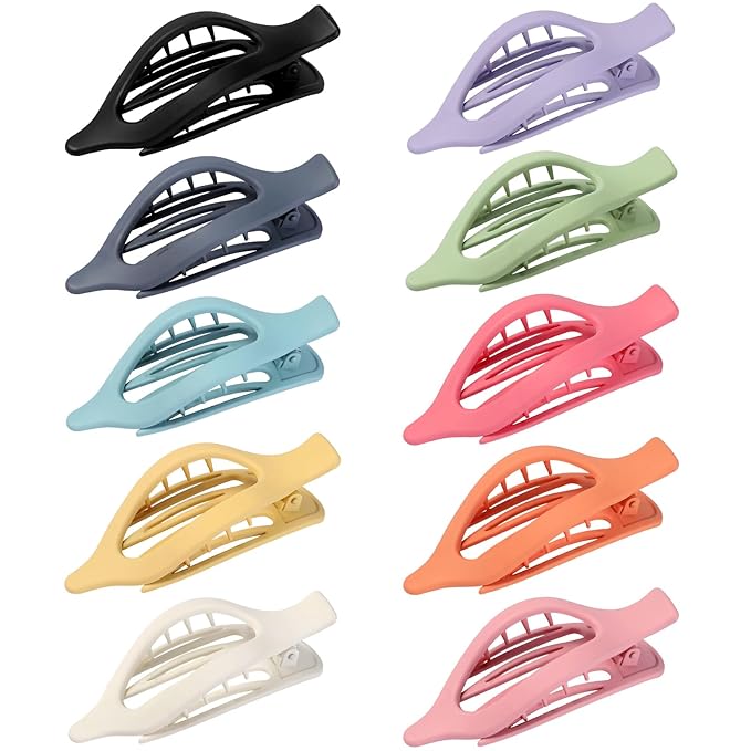 10 Pcs Flat Hair Clips for Women French Concord Claw Clips for Thick and Thin Hair Claw Clips Duck Billed Barrettes Hair Accessories for Women and Girls (Colorful)
