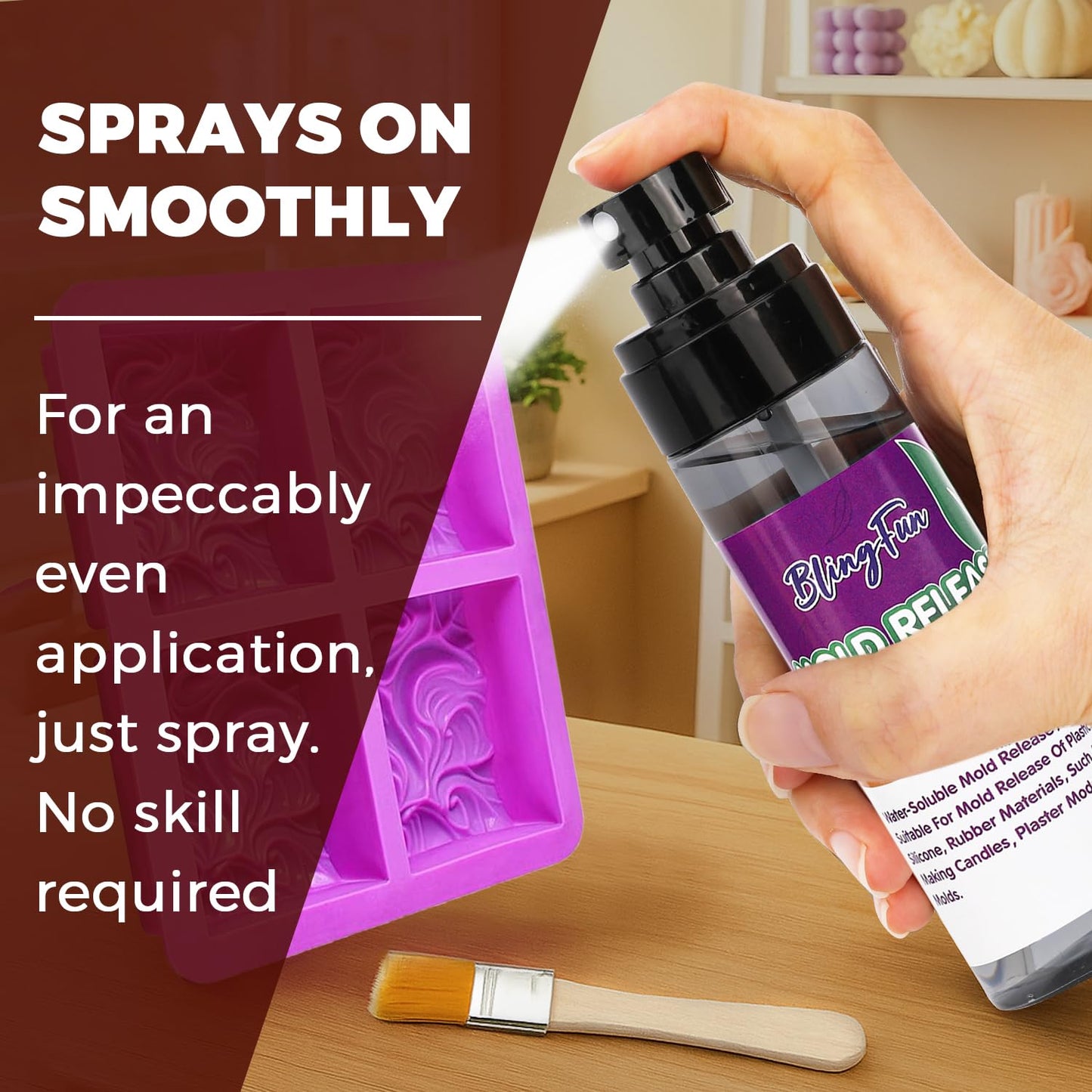 Pachsi 4Oz Mold Release Spray for Candle Making and Epoxy Resin, Fast-Drying Silicone Oil Releaser, Non-Stick Professional Mold Release Agent, Promotes Mold Longevity, Withstands High Temperature