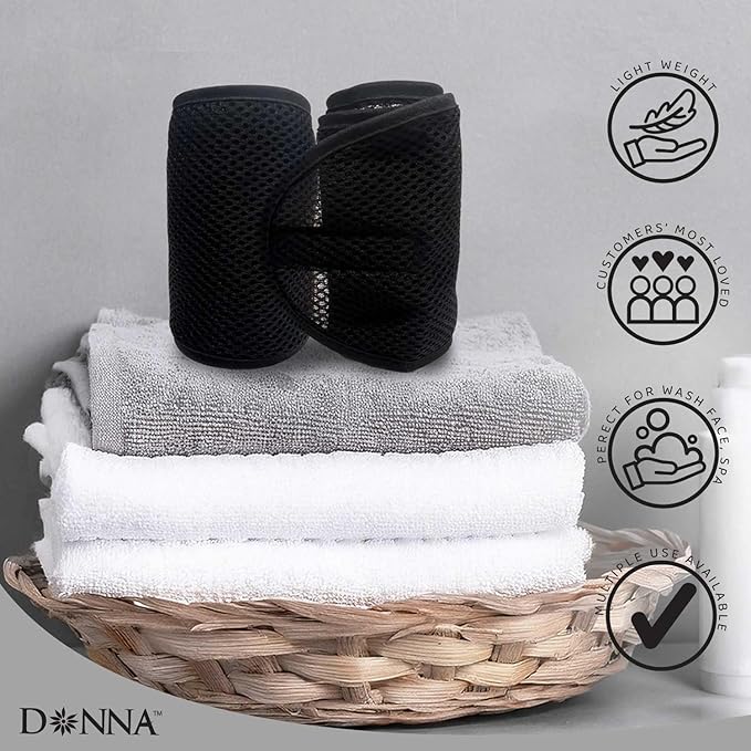 DONNA Deluxe Foam Mesh Wrap Ã¢ÂÂ Olive Oil + Vitamin E Treated Hair Wrap for Women, Adjustable Head Wrap, Breathable Mesh & Soft Foam Padding for Sleep or Styling, Black