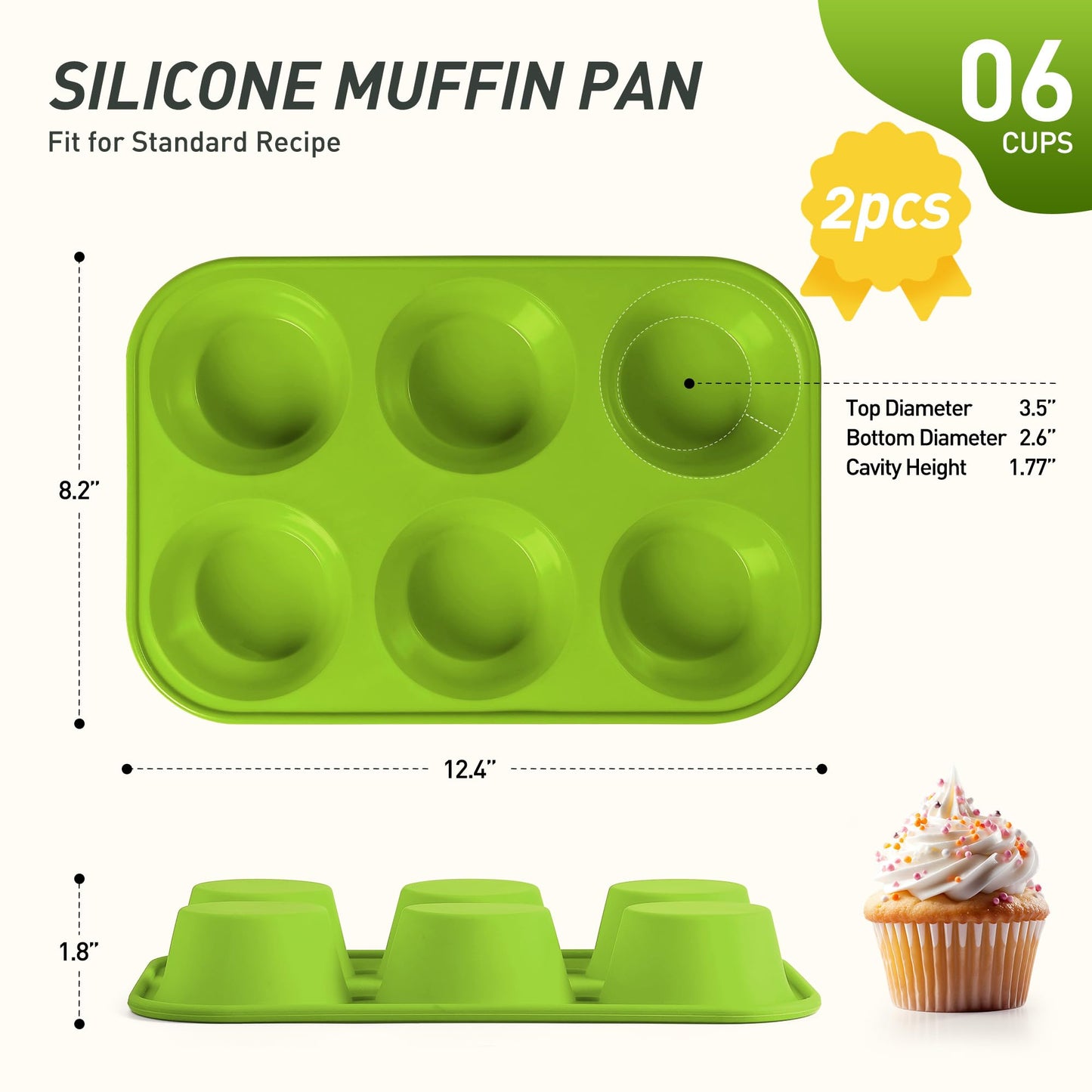 2 Pack 6 Cups Silicone Jumbo Muffin Pan with Metal Reinforced Frame Silicone Molds Mother Day Best Mama Mommy Bonus Mom Ever Mother In Law Gifts Step Mom Stepmom Grandma Gigi Granny Nana Present